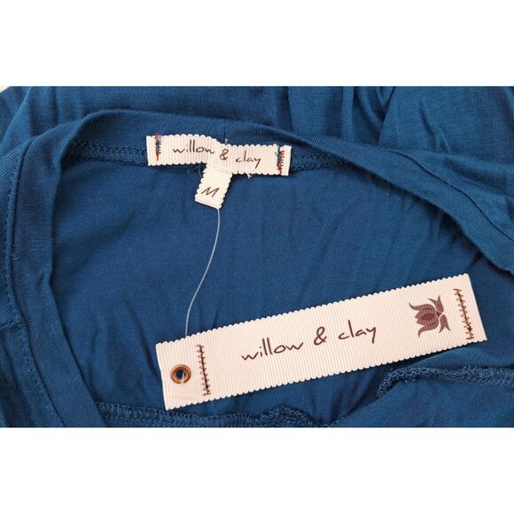 Willow & Clay Teal Cold Shoulder Top Blouse Ruffle Women Size Medium Soft USA - Picture 4 of 5